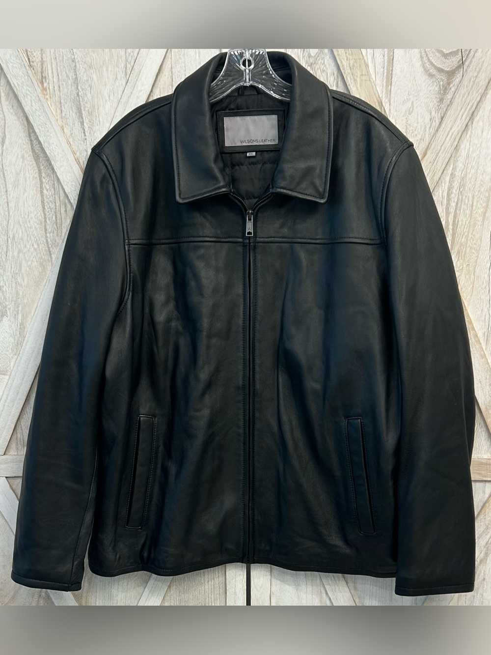 Vintage Y2K Wilsons Leather Men's XXL Black Genuine Leather Full Zip Jacket